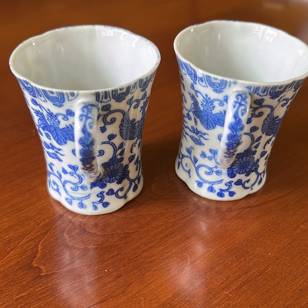Vintage Antique Blue and White Chocolate Ceramic Cups - Picture 8 of 13